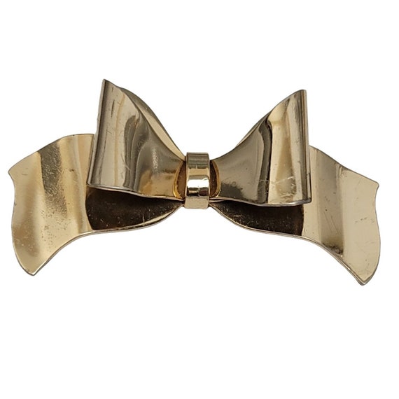 Coro Sterling Silver Gold Vermeil Bow Pin Brooch, Signed
