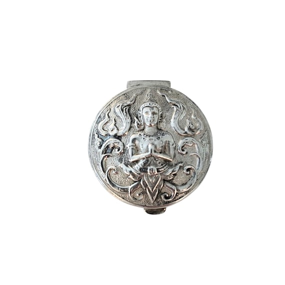 Sterling Silver Lady Man Snuff Pill Trinket Box