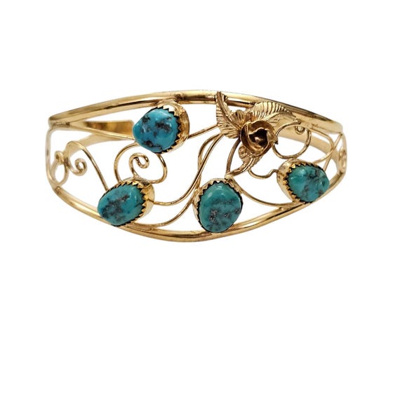 1/20 12KT Gold Filled Turquoise Cabochon Cuff Bracelet