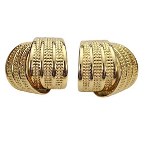 Norma Jean Gold Tone Half Hoop Clip On Earrings, Signed