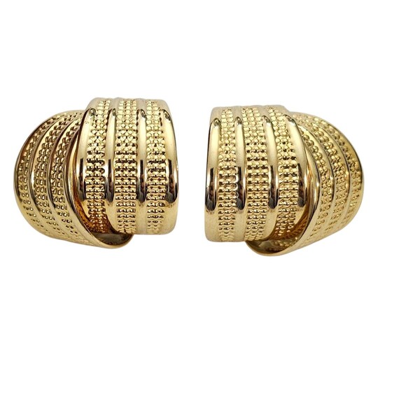 Norma Jean Gold Tone Half Hoop Clip On Earrings, Signed