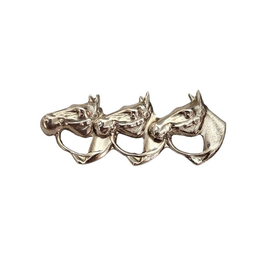Sterling Silver Horse Head Trio Brooch Pin L524