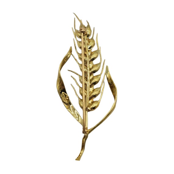 18k Yellow Gold Wheat Brooch, Signed Tiffany, Ita… - image 7