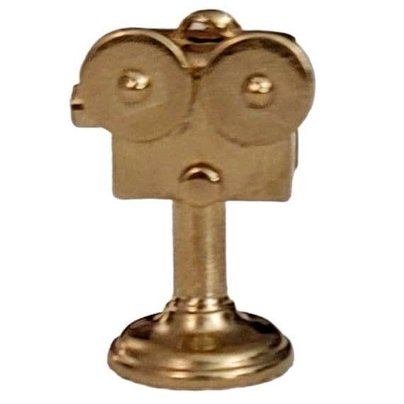 14K Yellow Gold Movie Film Projector Charm Pendant K673
