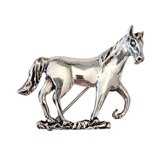 Sterling Silver Horse Brooch Pendant, J33