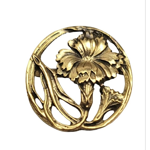 MMA Metropolitan Museum of Art Gold Tone Round Flower Open Work Round Pin, Signed