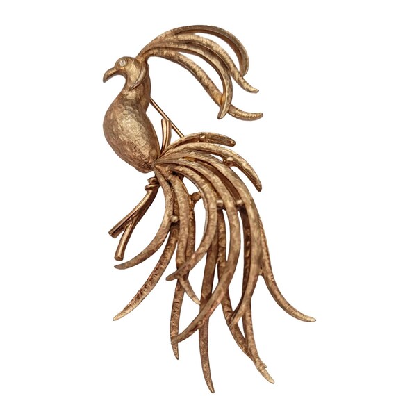 Avon Gold Tone Bird Of Paradise Brooch, Signed E801