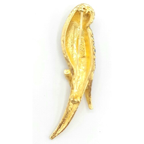 Giorgio Goldtone Red shops Enamel Clear Rhinestone Bird Brooch Signed