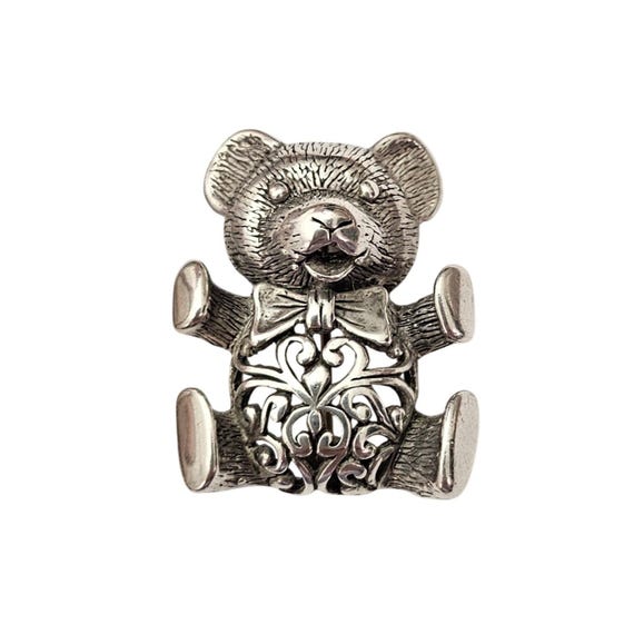 Jezlaine Sterling Silver Teddy Bear Brooch Signed, J908