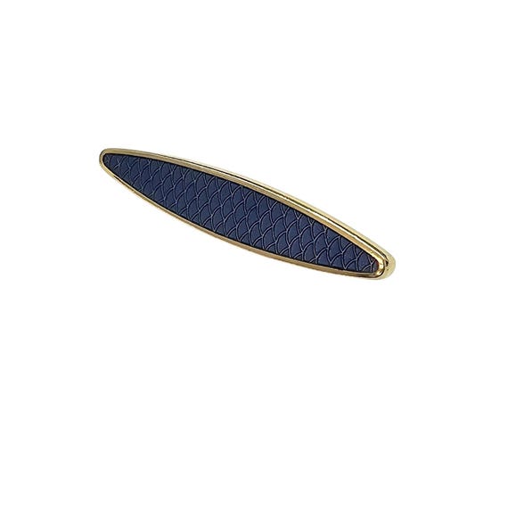 Blue Guilloche Oval Bar Lapel Tie Pin J698