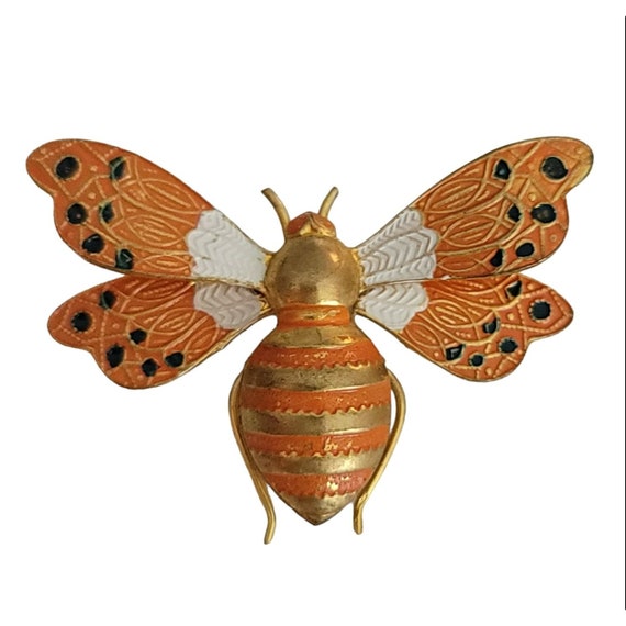 Spain Enamel Toledo Ware Metal Insect Moth Brooch K22