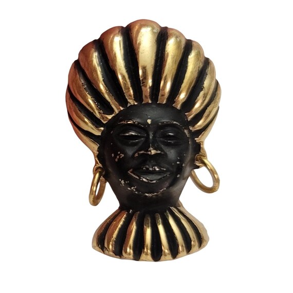 Blackamoor Repousse Style Lady Wearing Earrings Brooch Pin E818
