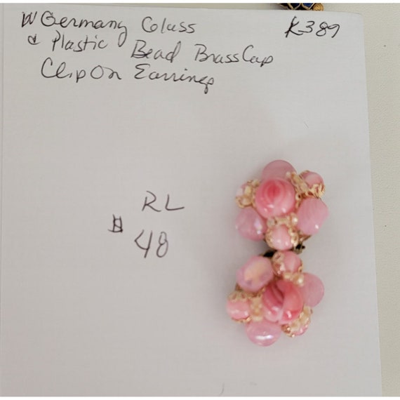 Western Germany Pink Glass And Plastic Bead Brass… - image 6
