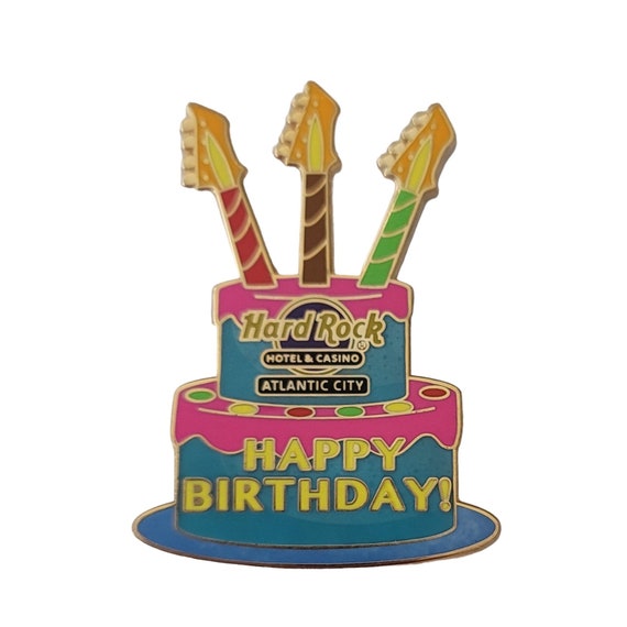 Hard Rock Cafe Hotel Casino Atlantic City Happy Birthday Cake Pin E704