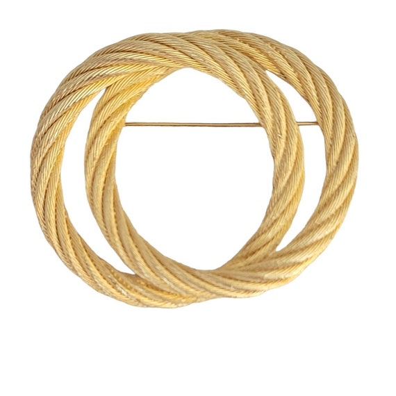 Christian Dior Gold Tone Twisted Rope Entwined Circles, Signed