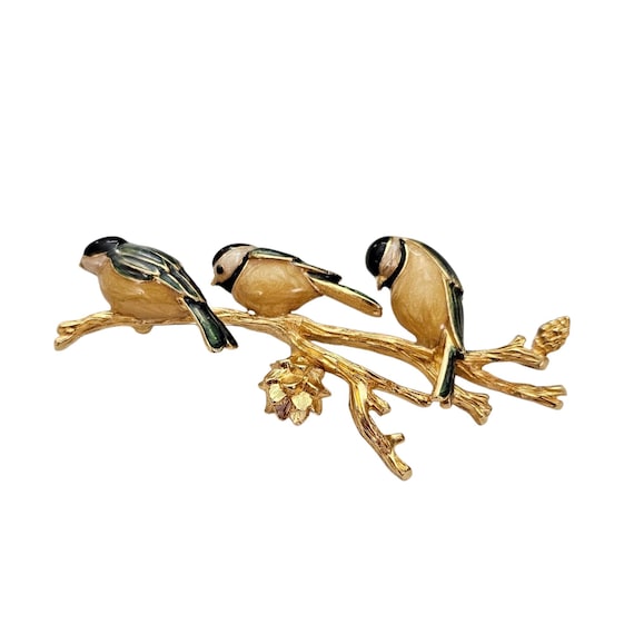 Smithsonian Chickadees Bird Brooch J89