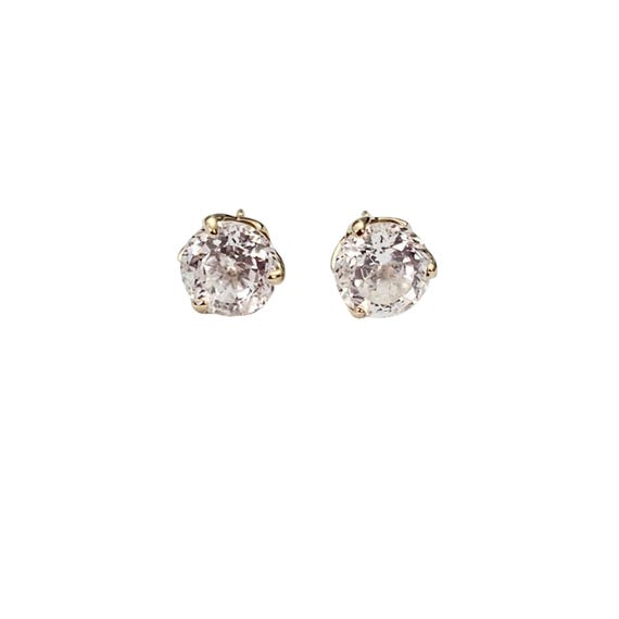 14K Yellow Gold CZ Cubic Zirconia Stud Earrings L382