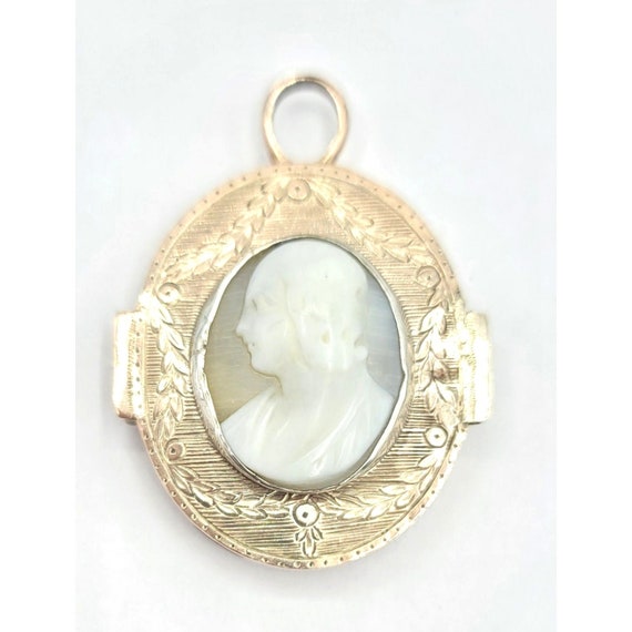 9k Yellow Gold Mourning Cameo Locket Pendant
