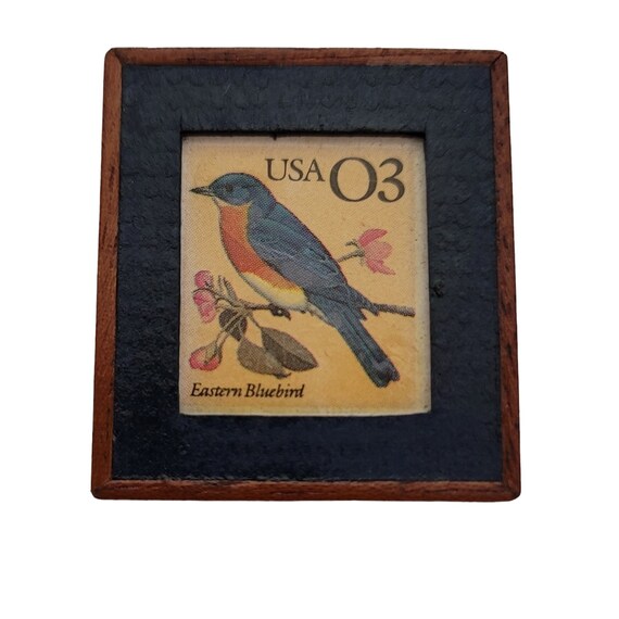 USA 3 Cent Bird Stamp Wood Frame Pin, JJS Postage Due '92 E878