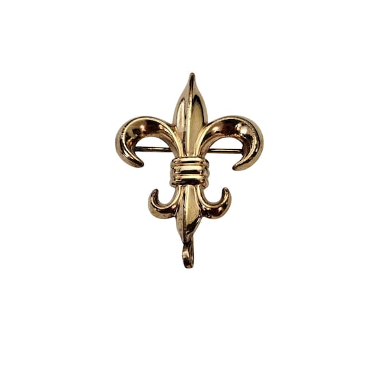 Carl Art Fleur De Lis Brooch Fob, Gold Plated Signed, 607