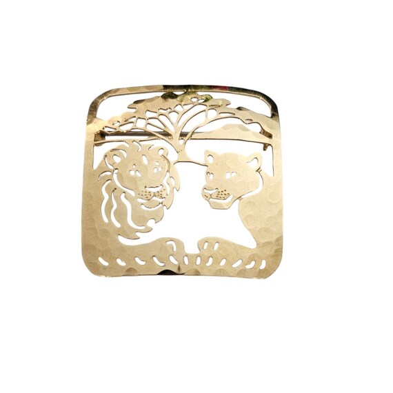 Wild Bryde Brooch Lion Lioness Open Laser Cut Square Pin L619