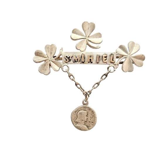 St. Mihiel Clover Bar Pin, Coin Dangle Charm J726