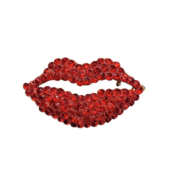 Chico's Red Lips Brooch Pin, Signed L30