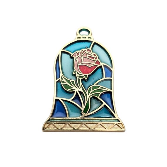 Disney Beauty And The Beast Stained Glass Enchanted Rose Pin J812