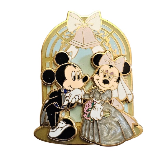 Disney Mickey Minnie Mouse Wedding Bride Groom Chapel Pin
