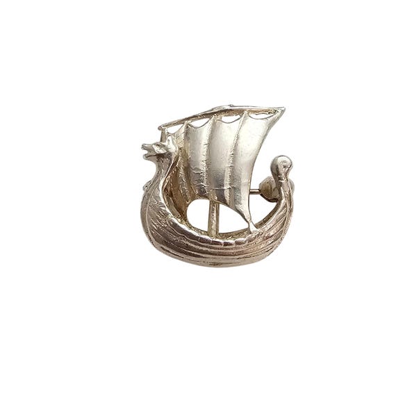 Sterling Viking Ship Brooch Denmark Pin J304