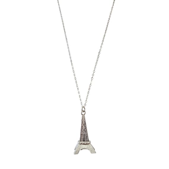 Lancôme Paris Sterling Silver Eiffel Tower Pendant Necklace 36" Long, Signed L356
