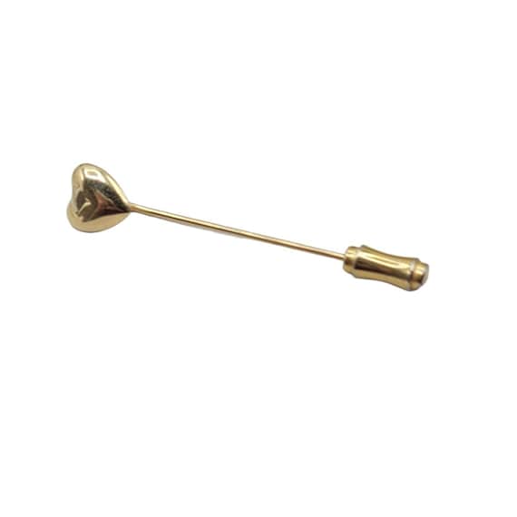 14k Yellow Gold Heart Stick Lapel Pin