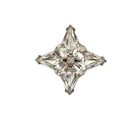 Hollycraft Clear Rhinestone Star Brooch Pin, Signed L819