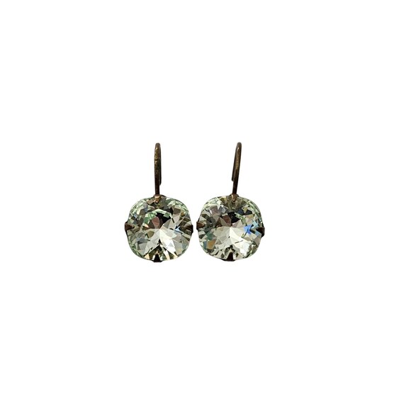 Liz Palacios Green Faceted Round Crystal Huggie Backs Earrings, Signed L573