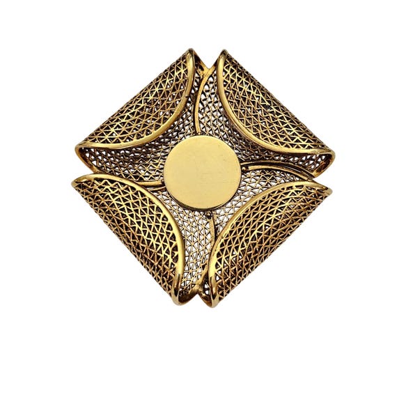 Vendome Modernist Flower Filigree Brooch Curled Petal Pin Signed, J746