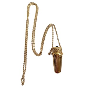 Vintage Avon 1990 Falcon Ever After Perfume Bottle Pendant With Blue Cabochon Top Necklace, 30&quot;