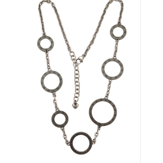 Brighton Silver Tone Open Circle Link Chain Necklace 24” Long K341