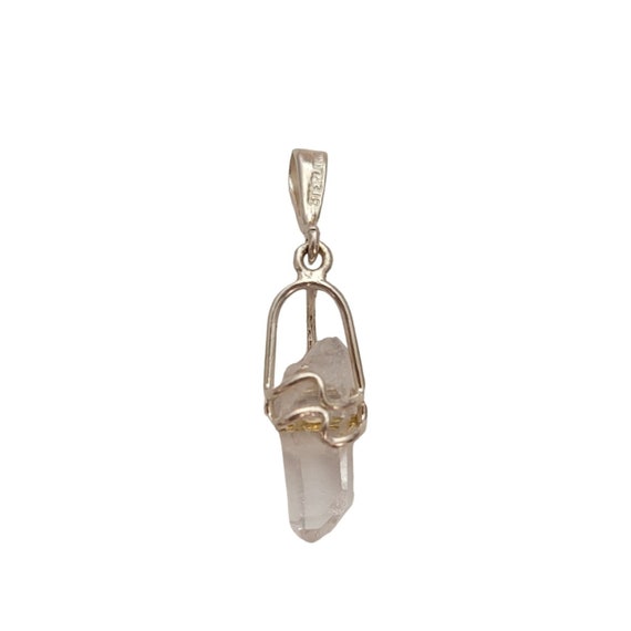 Sterling Silver Caged Quartz Crystal Pendant E565