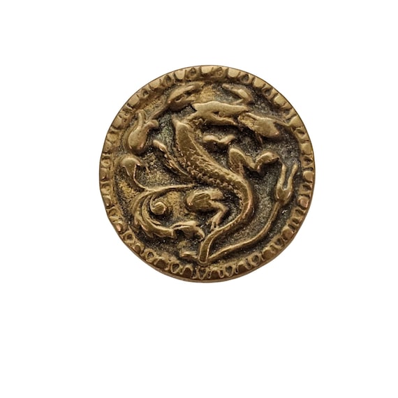 TW & W Paris Antique Dragon Repoussé Shank Button J940