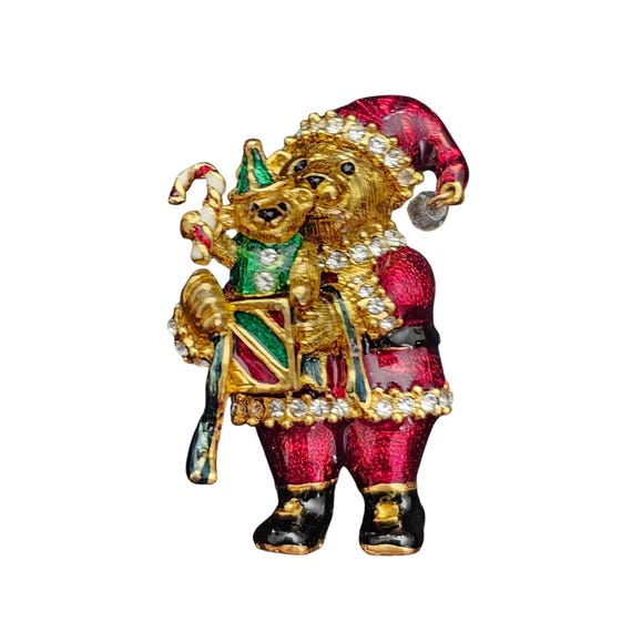 Christopher Radko Bear Brooch Christmas Pin With Box Signed, J862