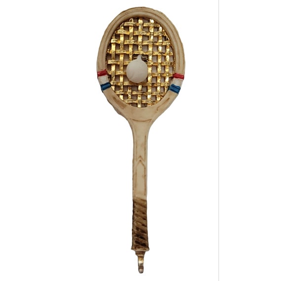 Luca Razza Resin Tennis Racket With Ball Dangle Pendant, Signed