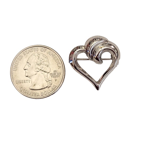 BEAU STER Sterling Silver Open Heart Pin Brooch, … - image 6