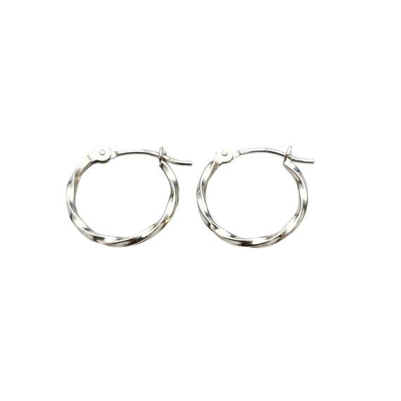 14K White Gold Mini Twisted Hoop Earrings