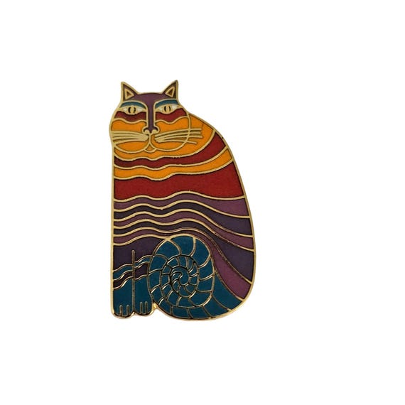 Laurel Burch Rainbow Cats Brooch Pin, Signed L272