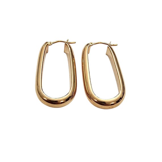 Milor Rose Bronze Oval Hoop Pierced Earrings Signed, J565