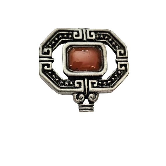 Fahrenheit Silver Tone Brooch Carnelian Pin