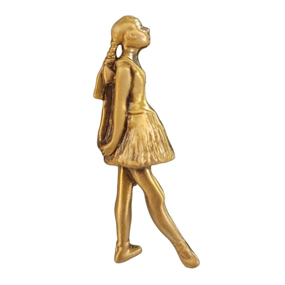 Gold Tone Museum Edgar Degas "La Petit Danseus" Ballerina Girl Dancer Brooch K940