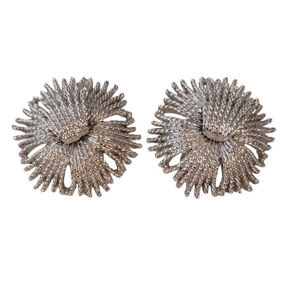 Monet Silver Tone Starburst Cordelia Clip-On Earrings, Signed E844