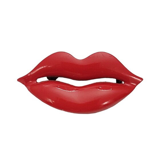 Red Enamel Lips, Mouth Brooch Pin E261