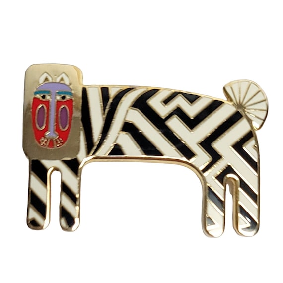 Laurel Burch Black White Enamel "Zzzebra" Brooch Pin, Signed